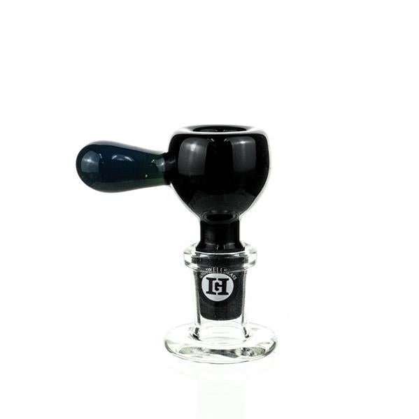 Joe Madigan Glass Accessories Joe Madigan round black bowl teal blue handle