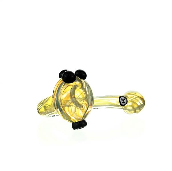 Joe Madigan Sherlock Blue Dots Gold Fumed Handpipe displayed at Smoke Spot Smoke Shop