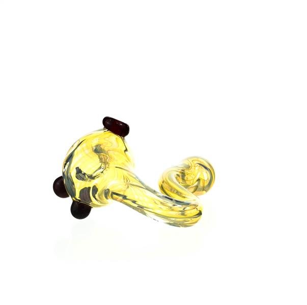 Artistic details of Joe Madigan Sherlock Red Dots Gold Fumed Handpipe - Smoke Spot
