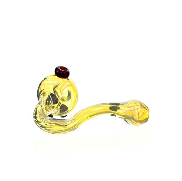 Joe Madigan Sherlock Red Dots Gold Fumed Handpipe angled view - Smoke Spot