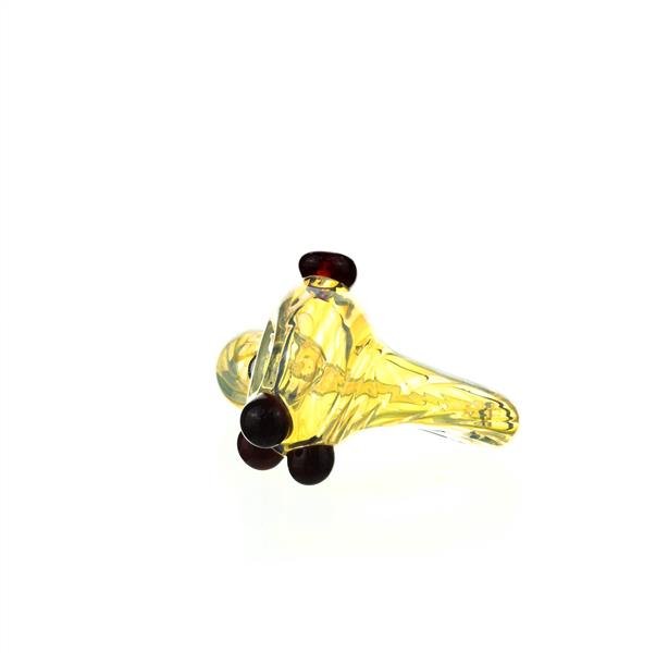 Side view of Joe Madigan Sherlock Red Dots Gold Fumed Handpipe - Smoke Spot