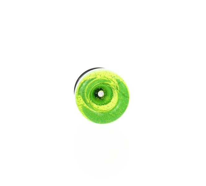 Top view of Joe Madigan Slime Green Round Bowl 14 mm glass accessory