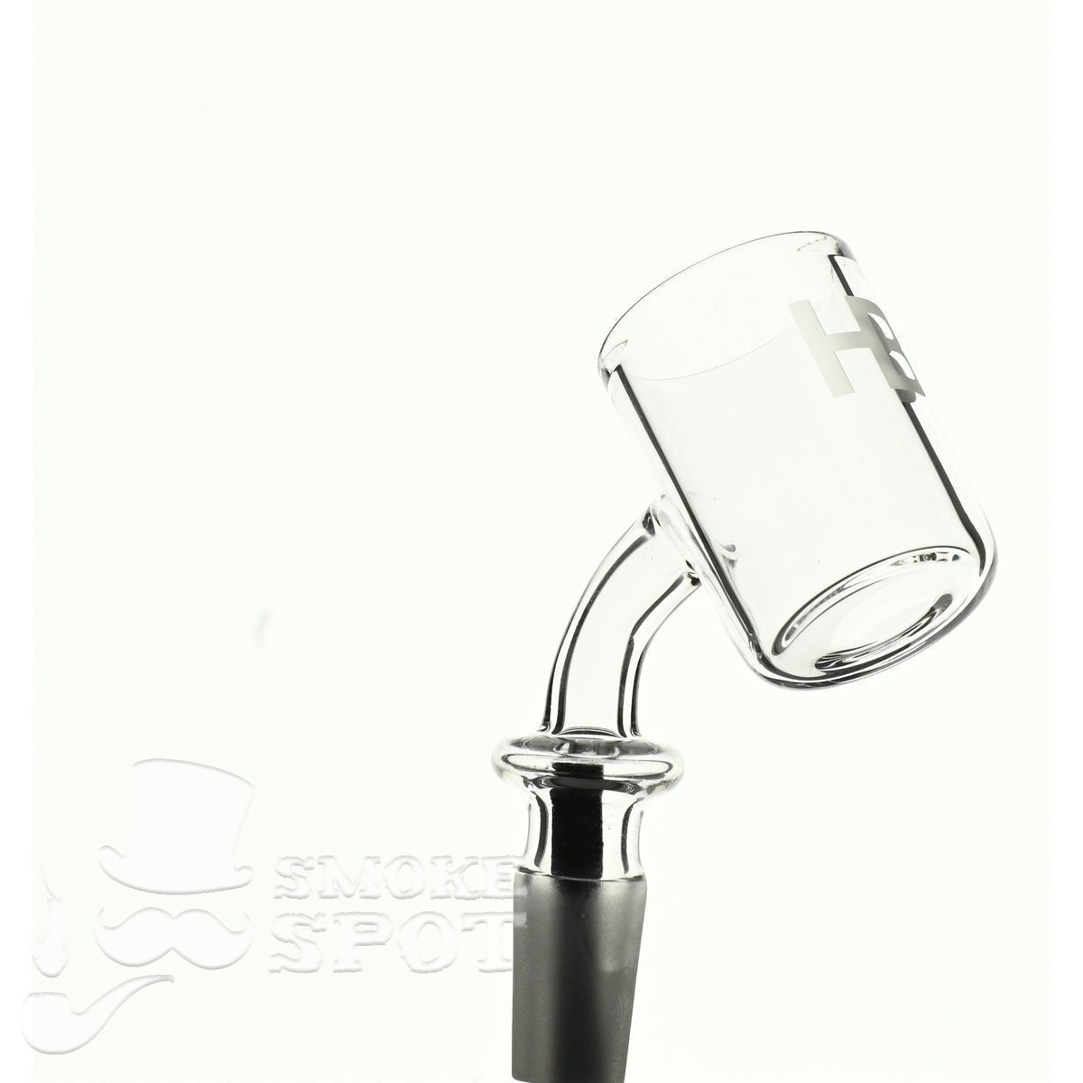 Side view of Joel Halen 45 degree 14 mm 30 mm quartz bucket flat bottom banger - Smoke Spot Glass