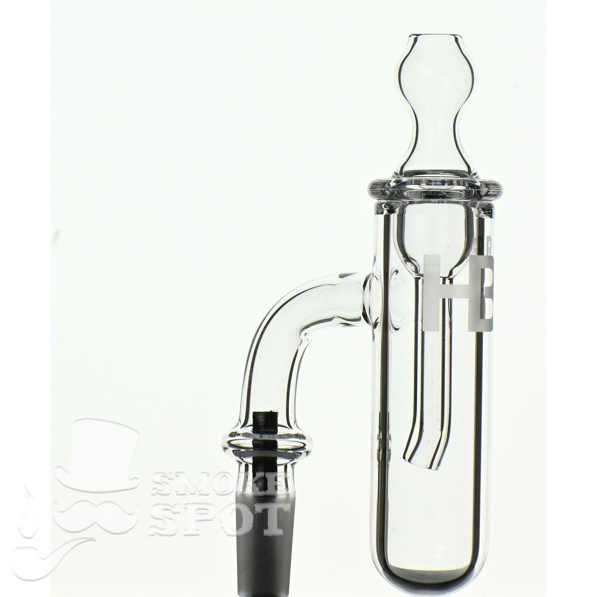 Close-up of Joel Halen 90 Deg 10 mm cold start and cap combo quartz banger