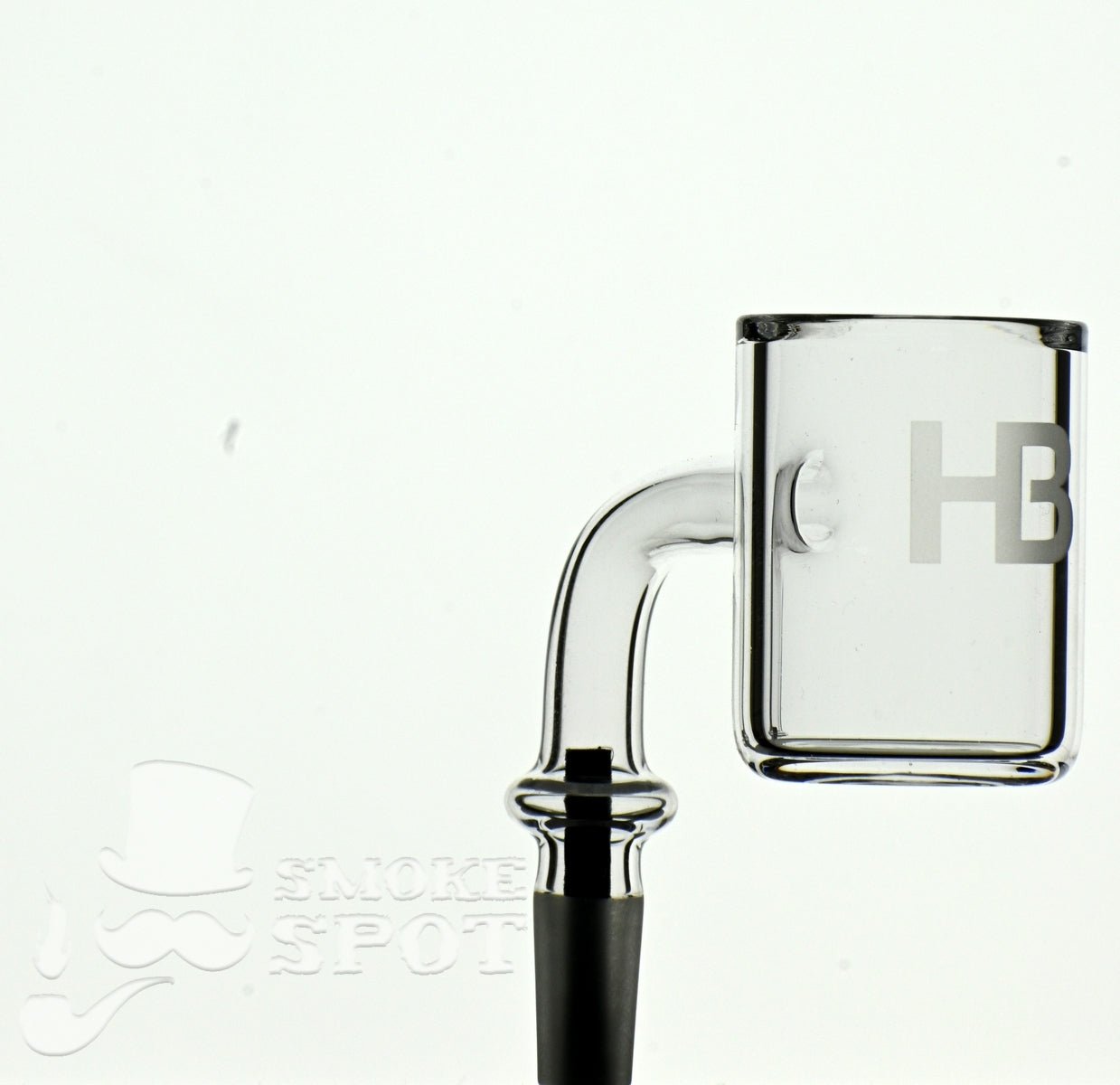 Side view of Joel Halen 90 degree 10 mm 30 mm quartz bucket flat bottom banger