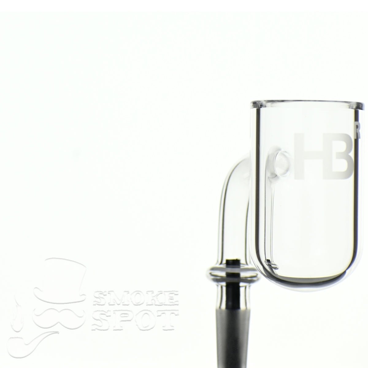 Close-up of Joel Halen 90 degree 10 mm quartz banger round bottom - Smoke Spot Glass
