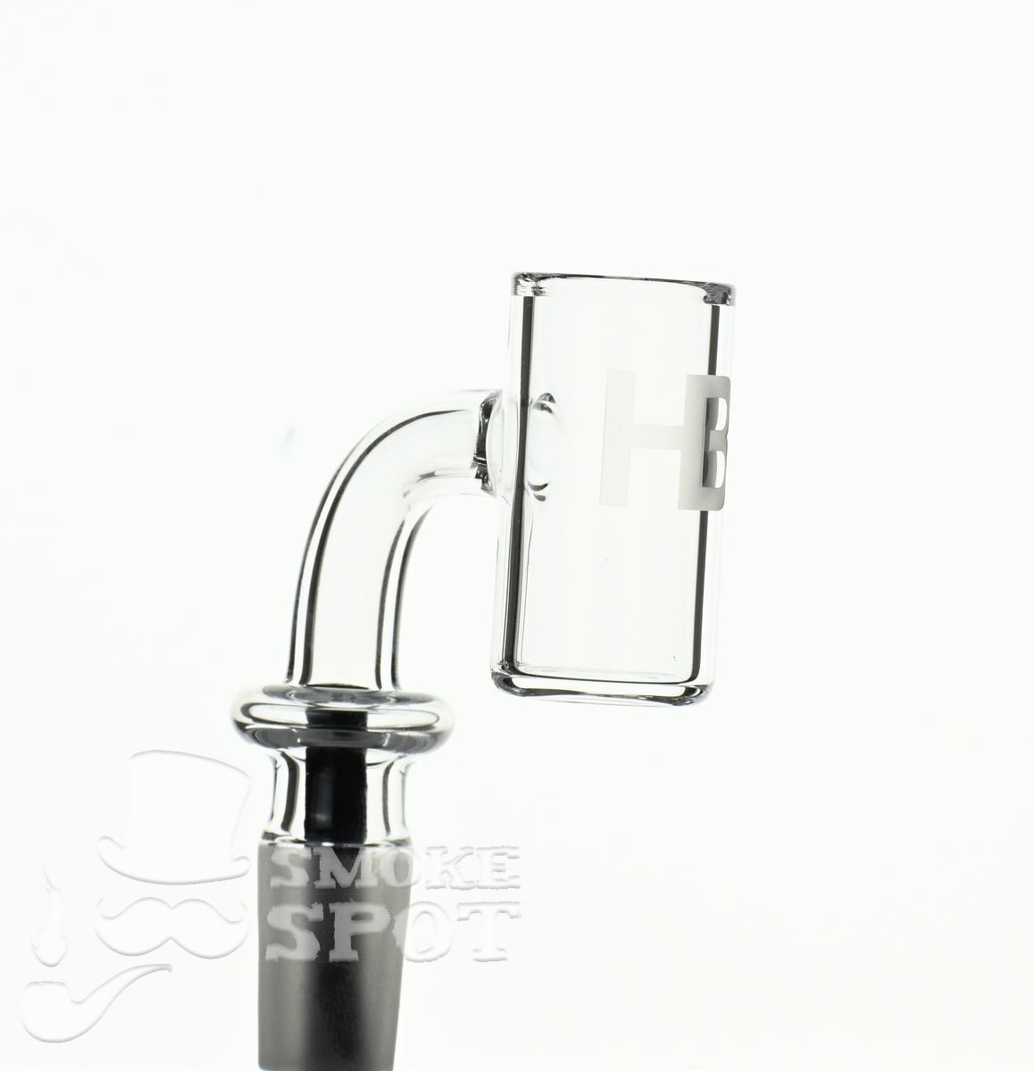 Side view of Joel Halen 90 degree 14 mm 20 mm bucket flat bottom quartz banger