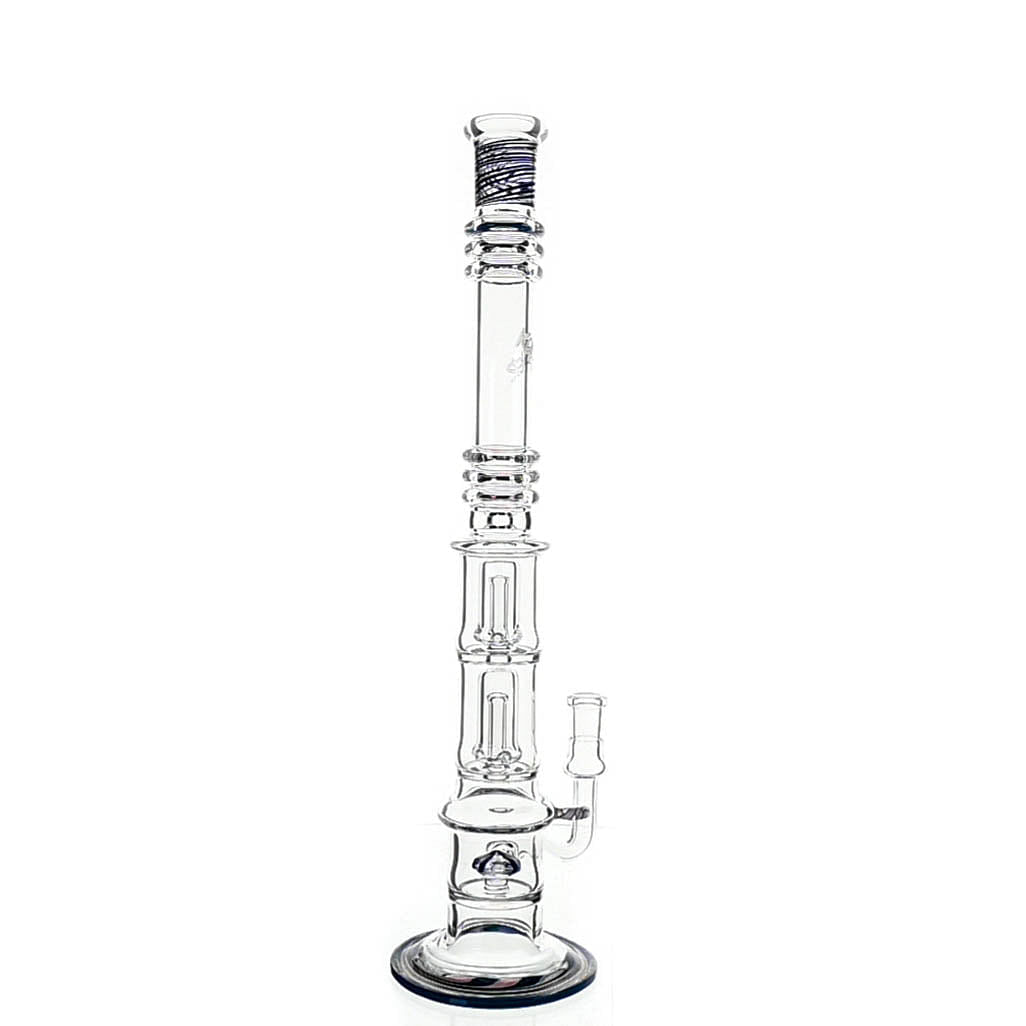 360 View of Kosher Certified Blue and Purple Double Perc Waterpipe - Scientific Bong