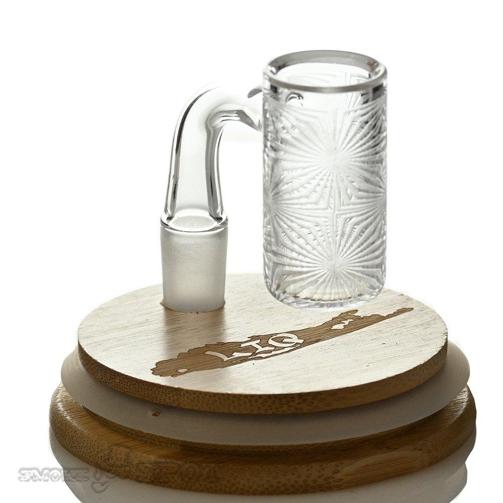 Close-up of Burst Etched design on Long Island 14mm Quartz Banger