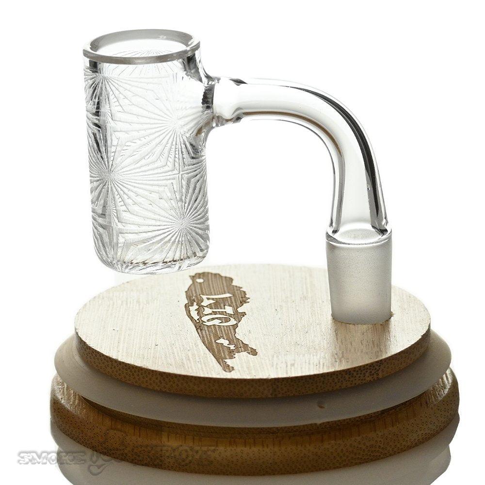 Long Island Quartz 14mm 90 Degree Burst Etched Banger angled view