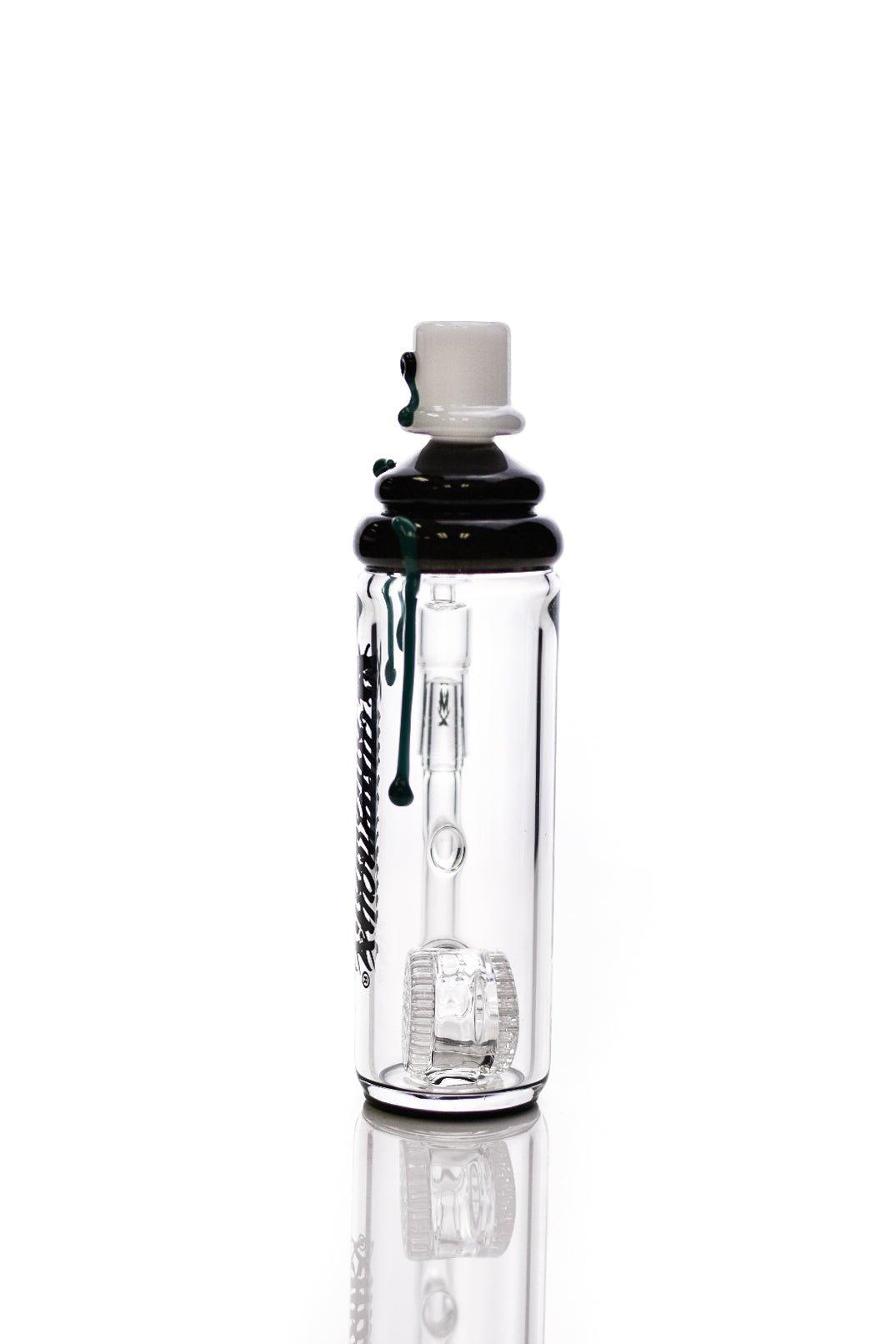Side view of Mathematics Direct Inject Spray Can Turkoise scientific glass waterpipe