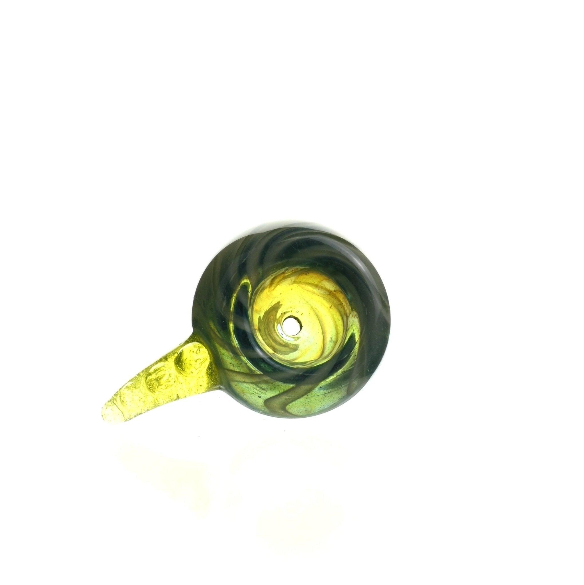 Close-up of Colored Hook on Mathematix Reversal Bowl 14mm Glass Bowl