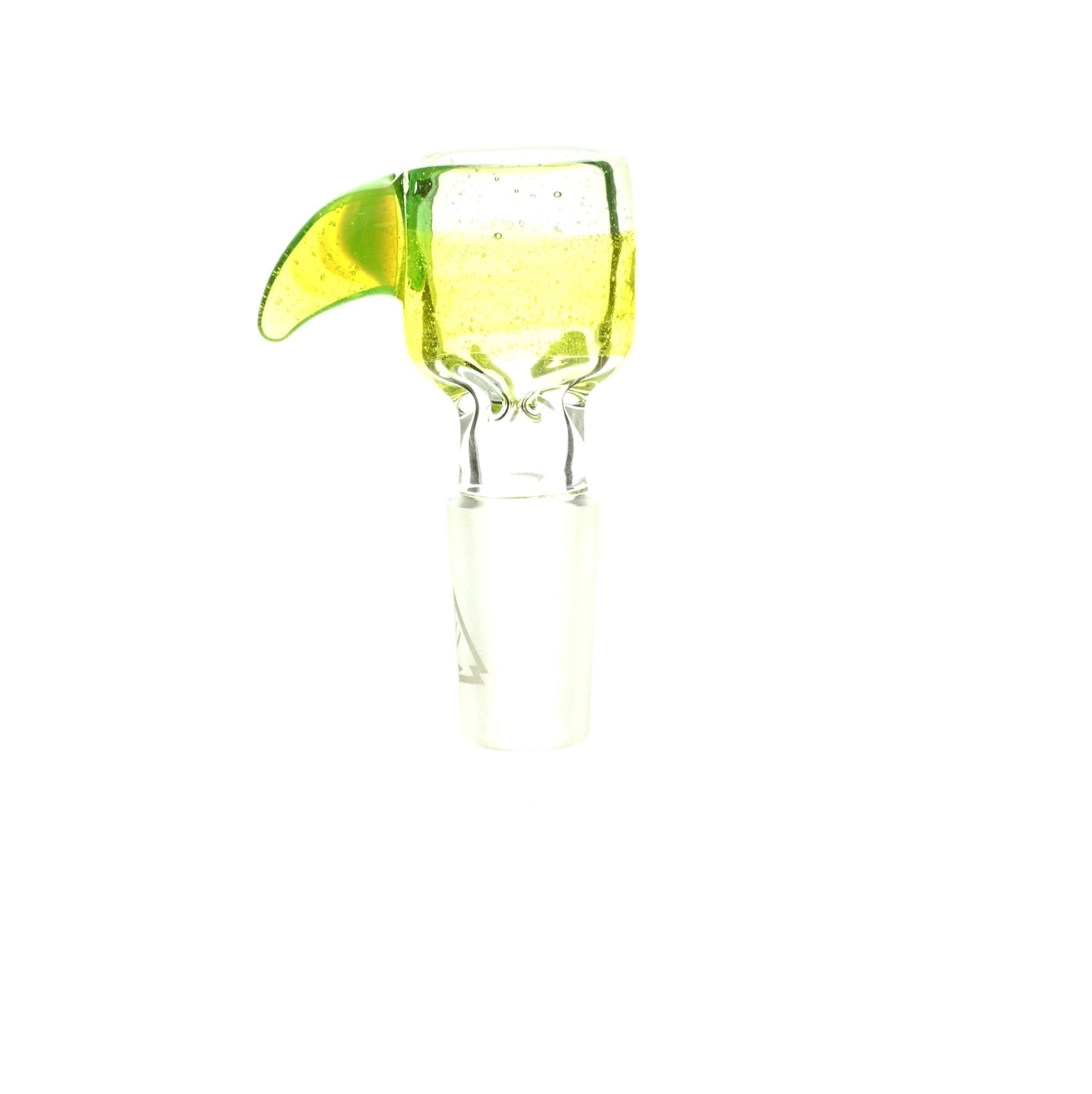 Close-up of Mathematix teacup bowl with hook tri color 7 glass accessory