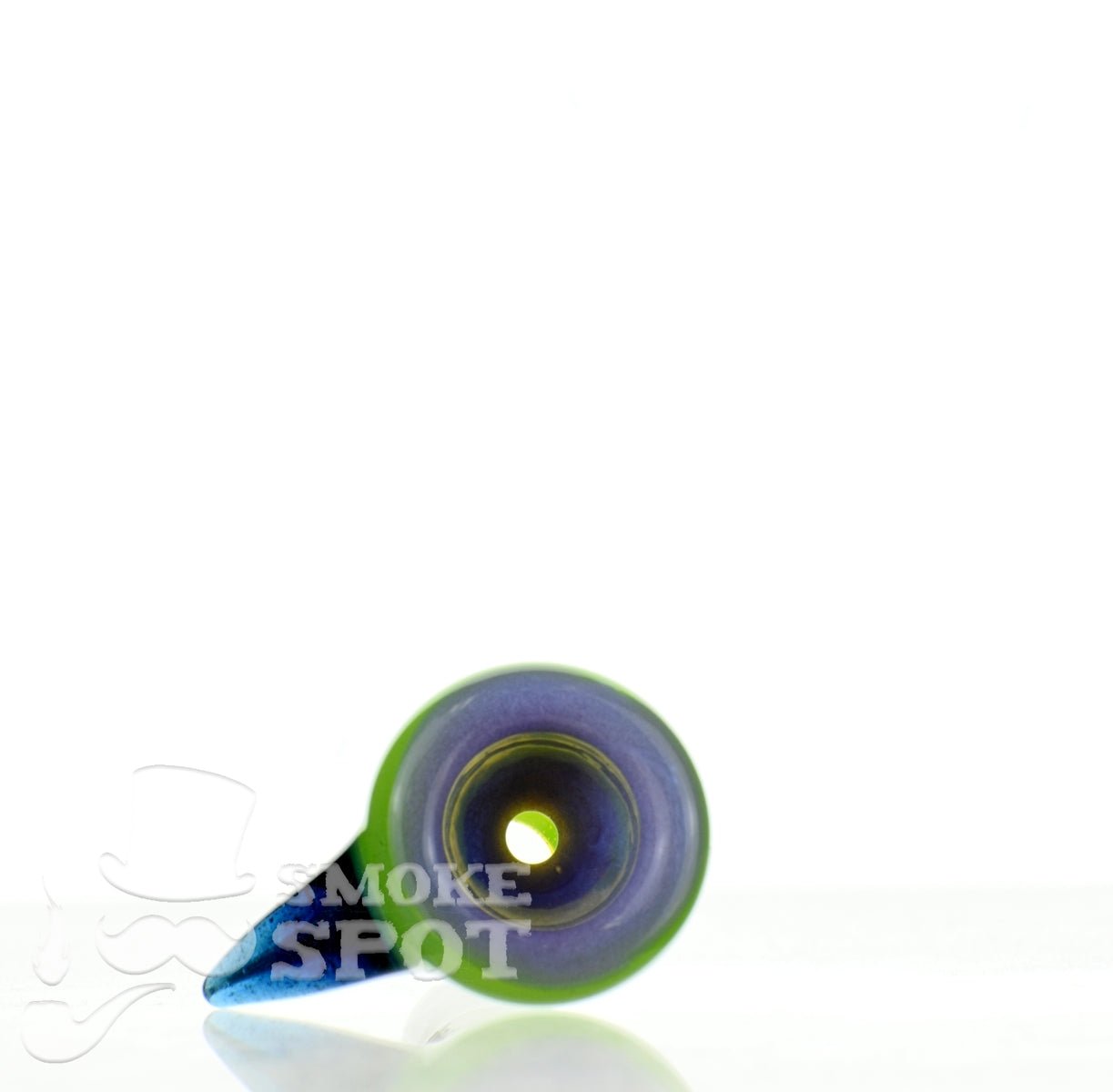 Side view of Mathematix Tri Color Funnel 14 mm Bowl 101 glass accessory - Smoke Spot Glass