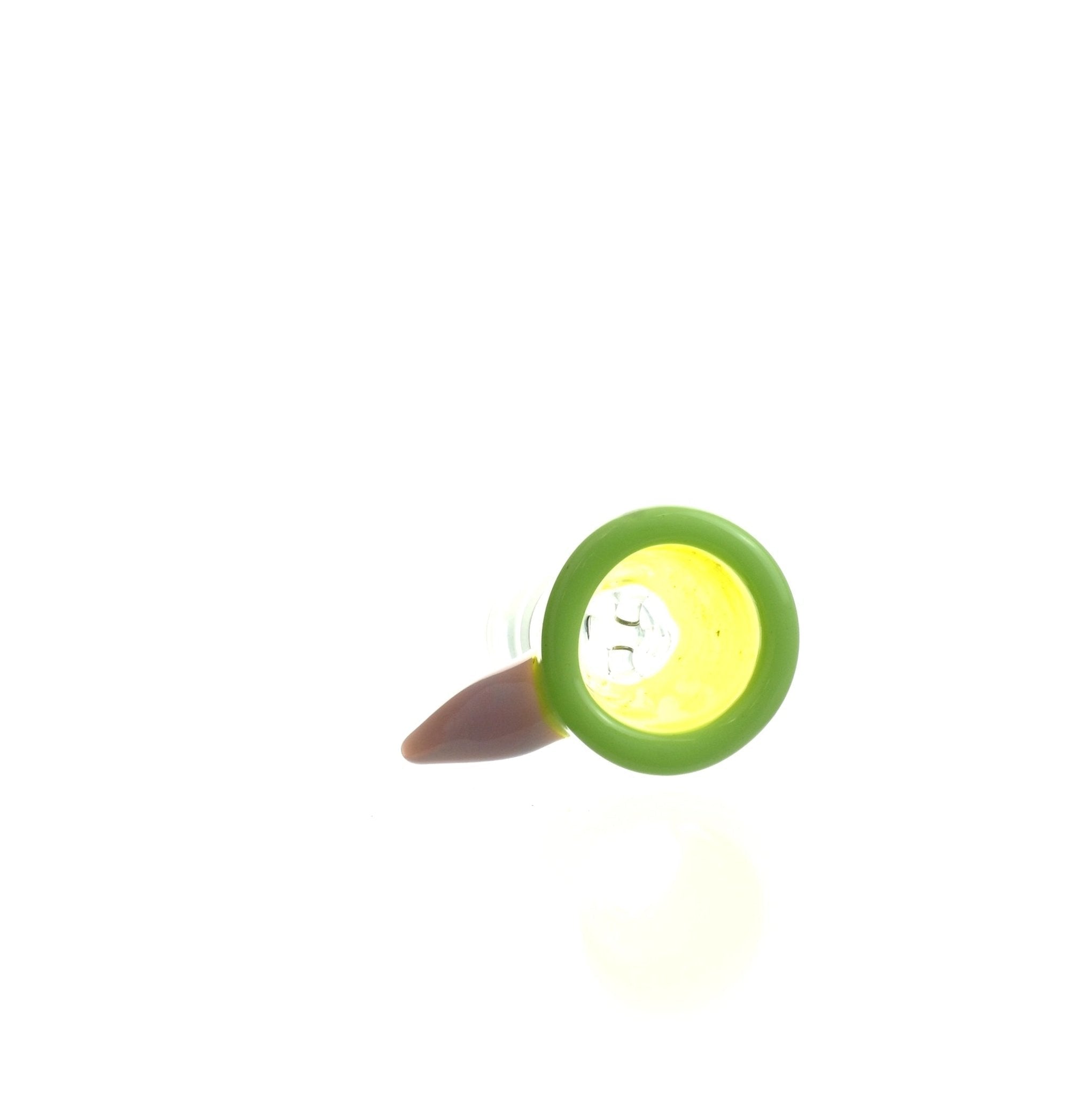 Close-up of Mathematix tri color funnel ice pinch 14 mm glass accessory