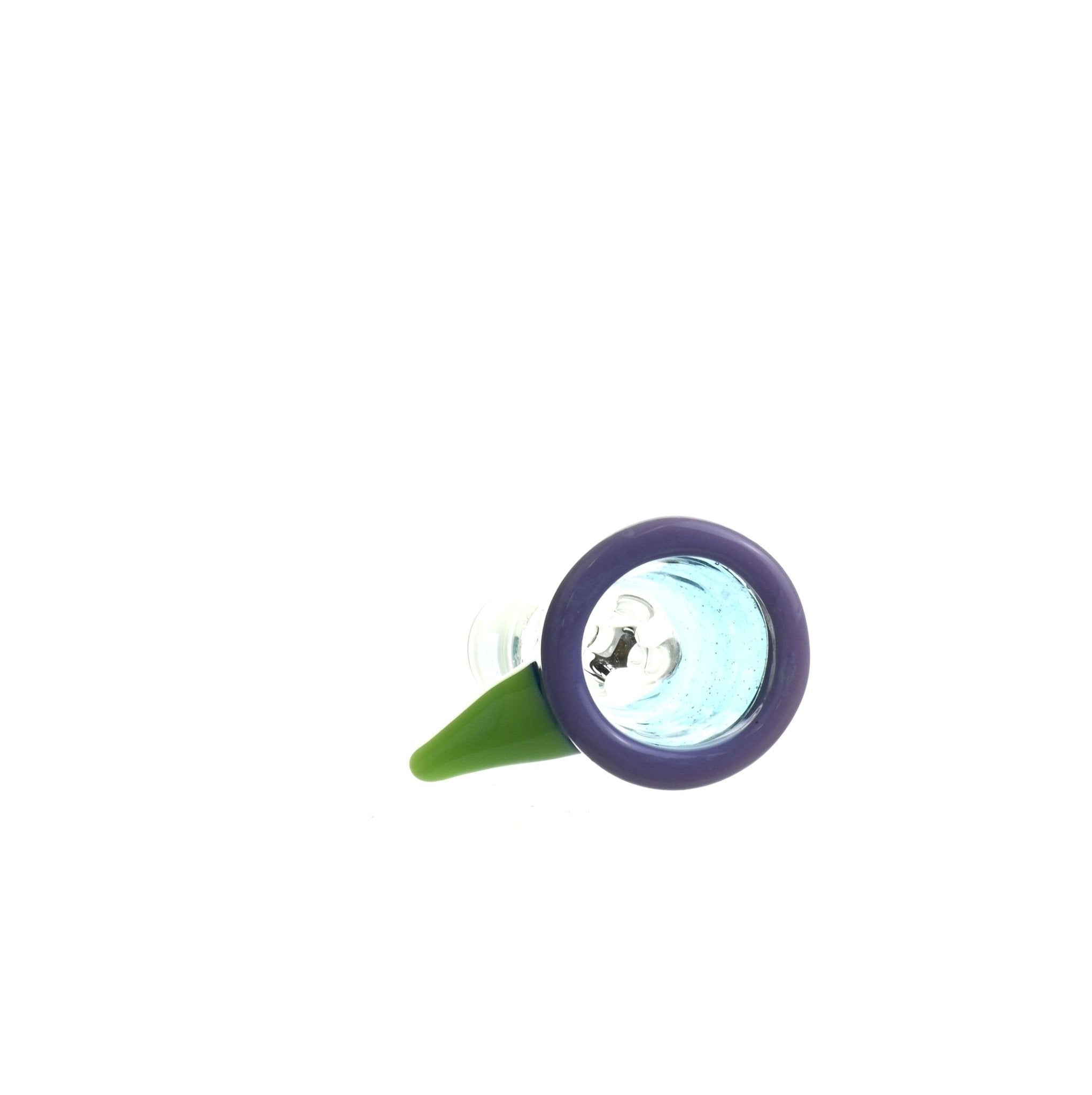 Close-up of Mathematix tri color funnel ice pinch 14 mm glass bowl - Smoke Spot