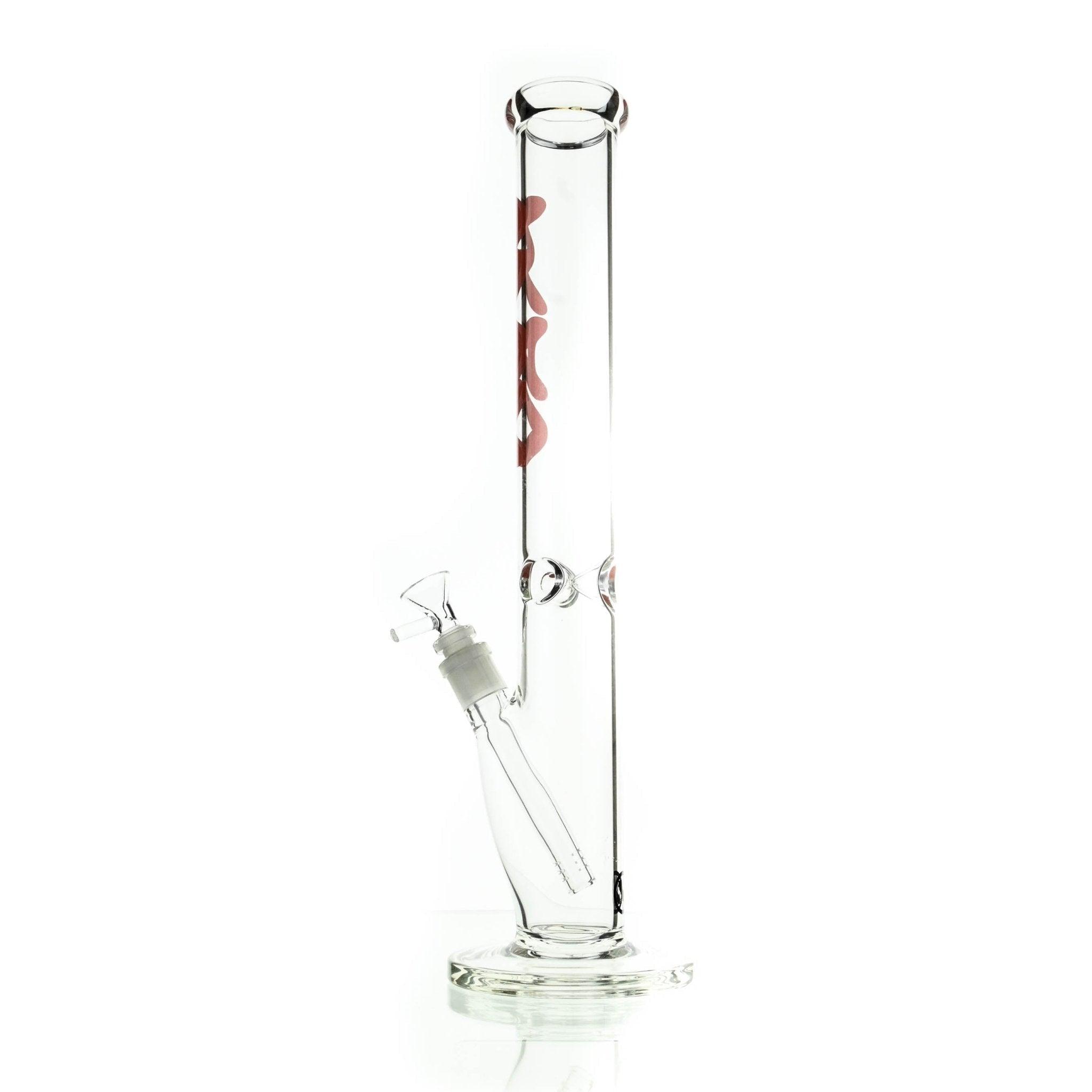 Side view of MAV 50x5 Straight Tube Clear Red 18 Inch Waterpipe