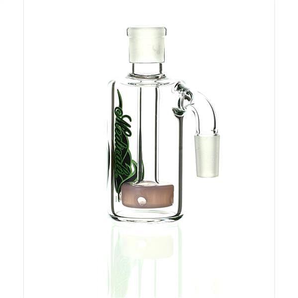 Medicali Ash Catcher Green Black On Pink 90 Degree 14 mm - Smoke Spot Smoke Shop