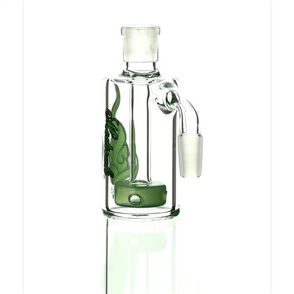 Medicali Ash Catcher Green On Green 90 degree 14 mm - Smoke Spot Smoke Shop