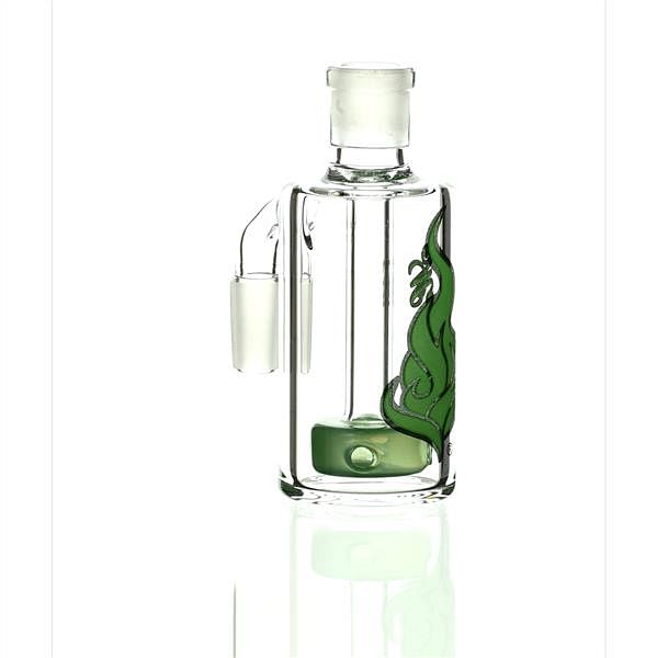 Medicali Ash Catcher Green On Green 90 degree 14 mm - Smoke Spot Smoke Shop