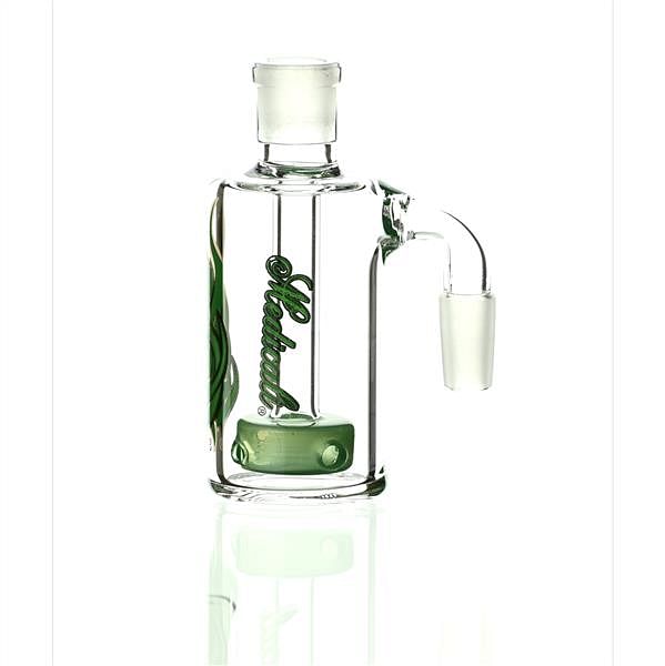 Medicali Ash Catcher Green On Green 90 degree 14 mm - Smoke Spot Smoke Shop