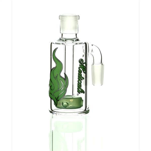 Medicali Ash Catcher Green On Green 90 degree 14 mm - Smoke Spot Smoke Shop