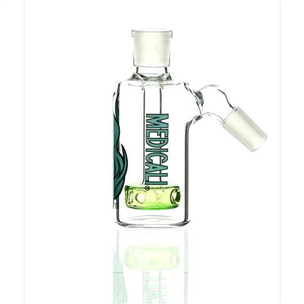 Medicali Ash Catcher Turkoise Black on Transparent Green 45 Degree 14 mm - Smoke Spot Smoke Shop
