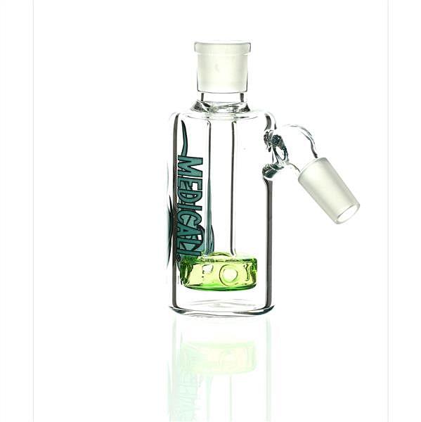 Medicali Ash Catcher Turkoise Black on Transparent Green 45 Degree 14 mm - Smoke Spot Smoke Shop