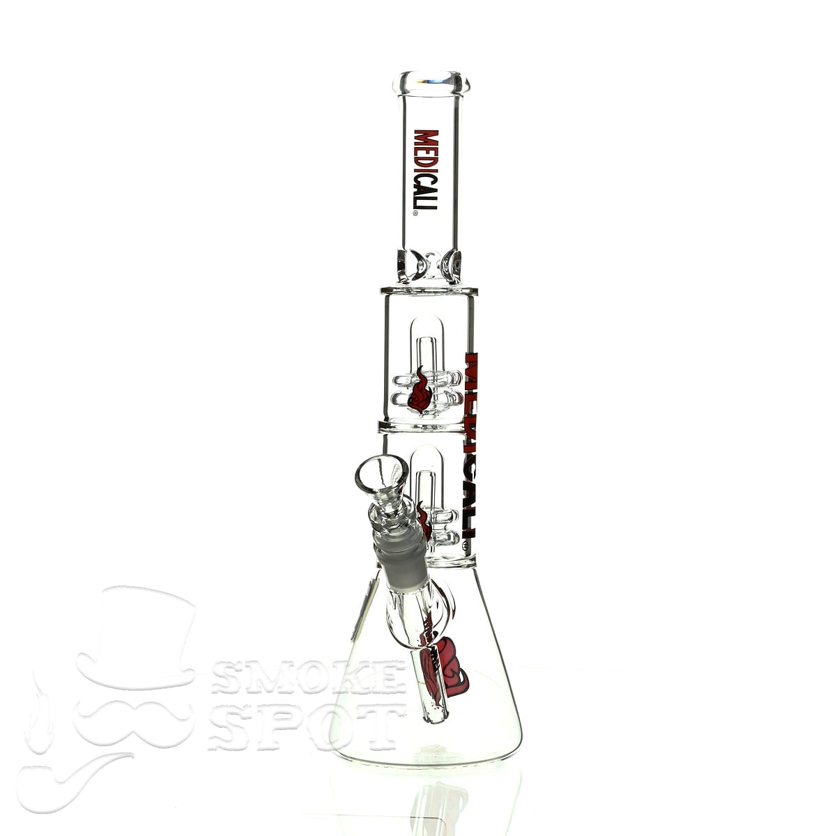 Medicali glass 13 inch double showerhead beaker - Smoke Spot Smoke Shop
