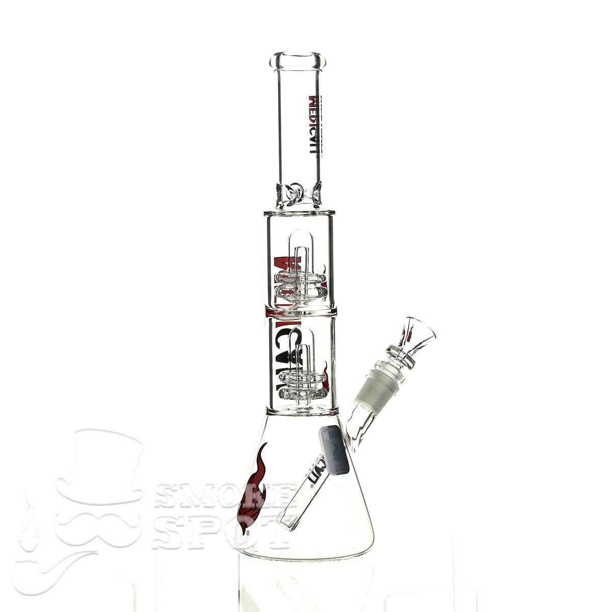 Medicali glass 13 inch double showerhead beaker - Smoke Spot Smoke Shop