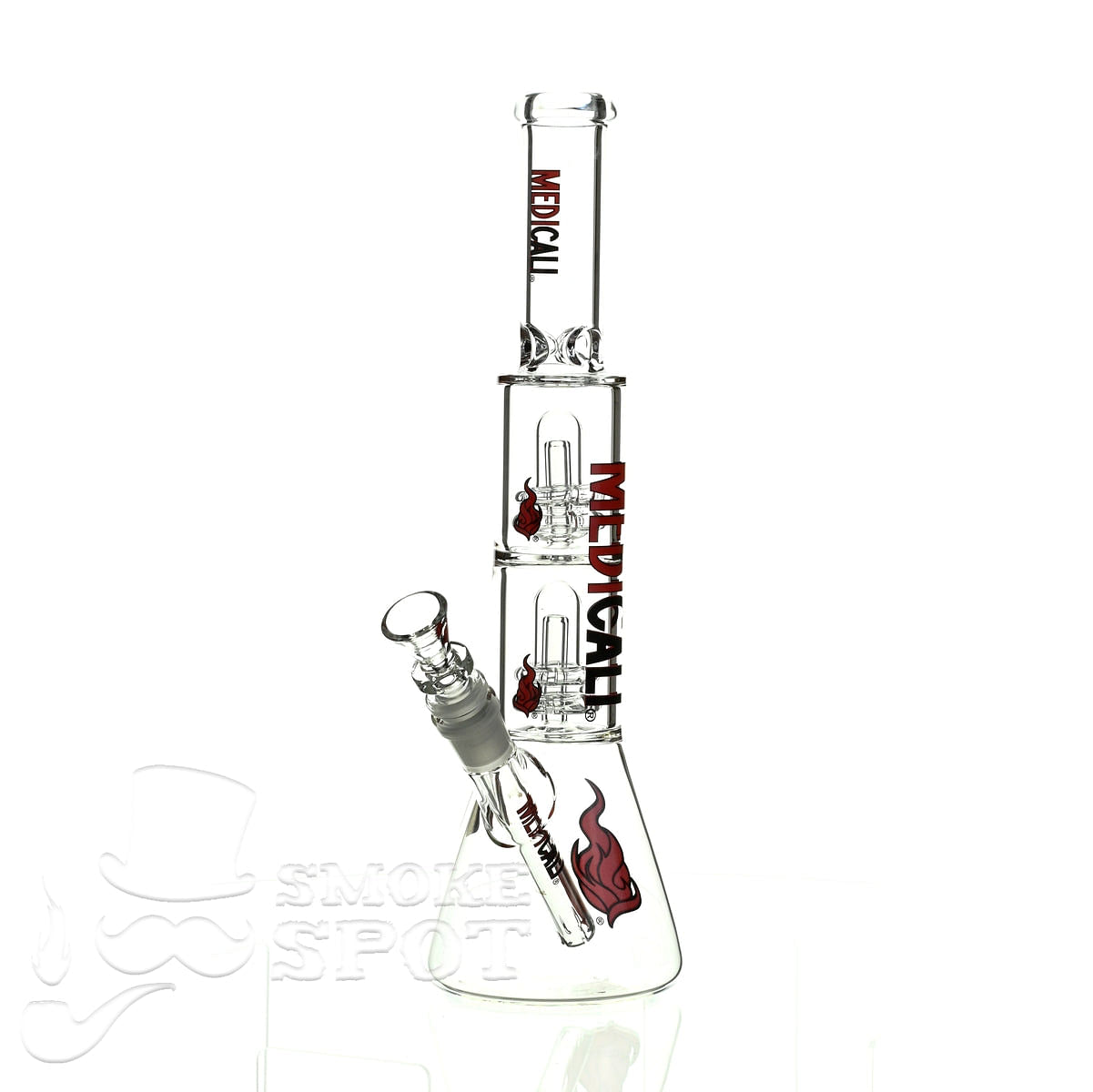 Medicali glass 13 inch double showerhead beaker - Smoke Spot Smoke Shop