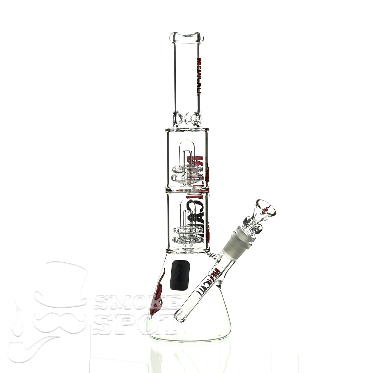 Medicali glass 13 inch double showerhead beaker - Smoke Spot Smoke Shop