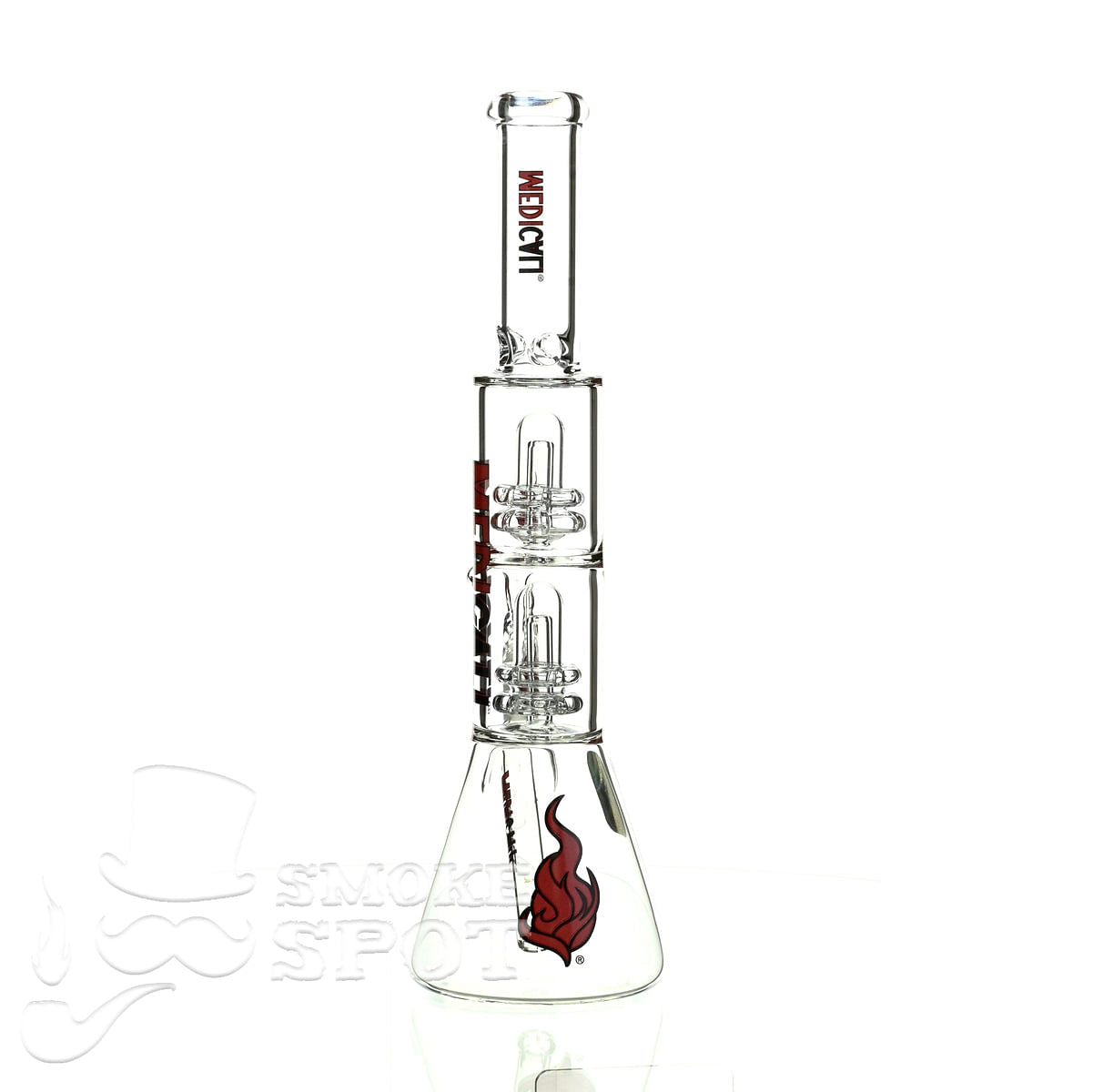 Medicali glass 13 inch double showerhead beaker - Smoke Spot Smoke Shop