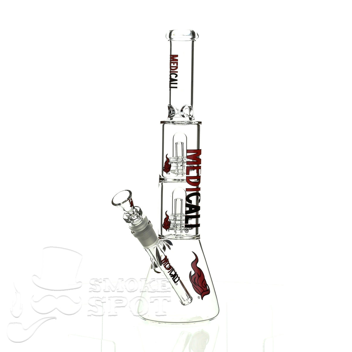 Medicali glass 13 inch double showerhead beaker - Smoke Spot Smoke Shop