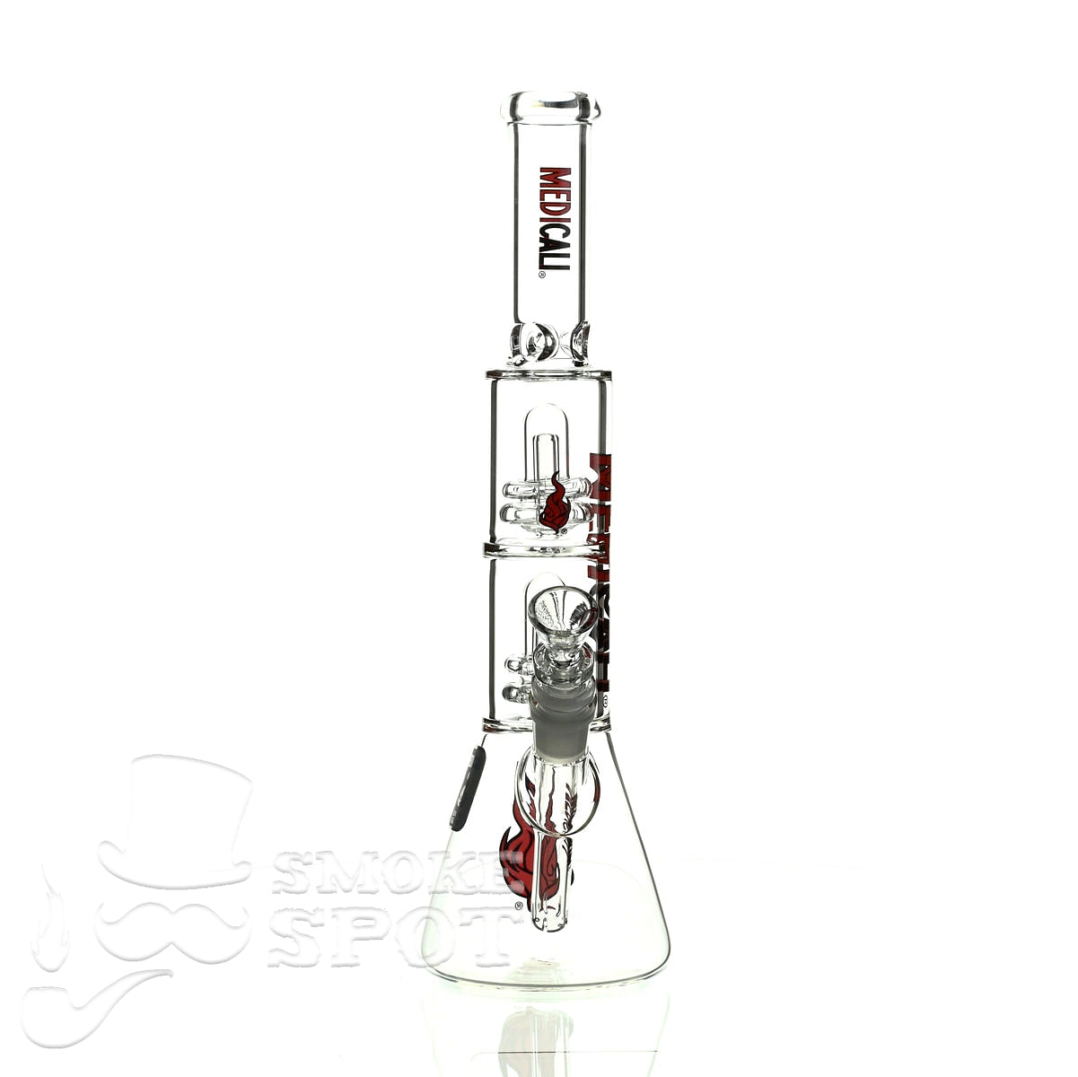Medicali glass 13 inch double showerhead beaker - Smoke Spot Smoke Shop