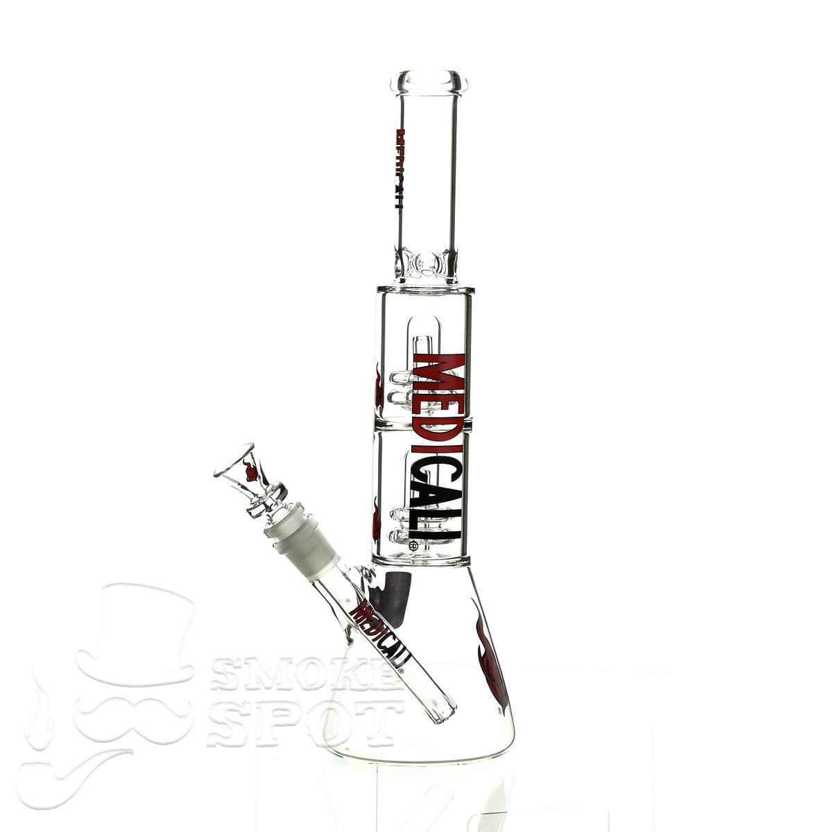 Medicali glass 13 inch double showerhead beaker - Smoke Spot Smoke Shop