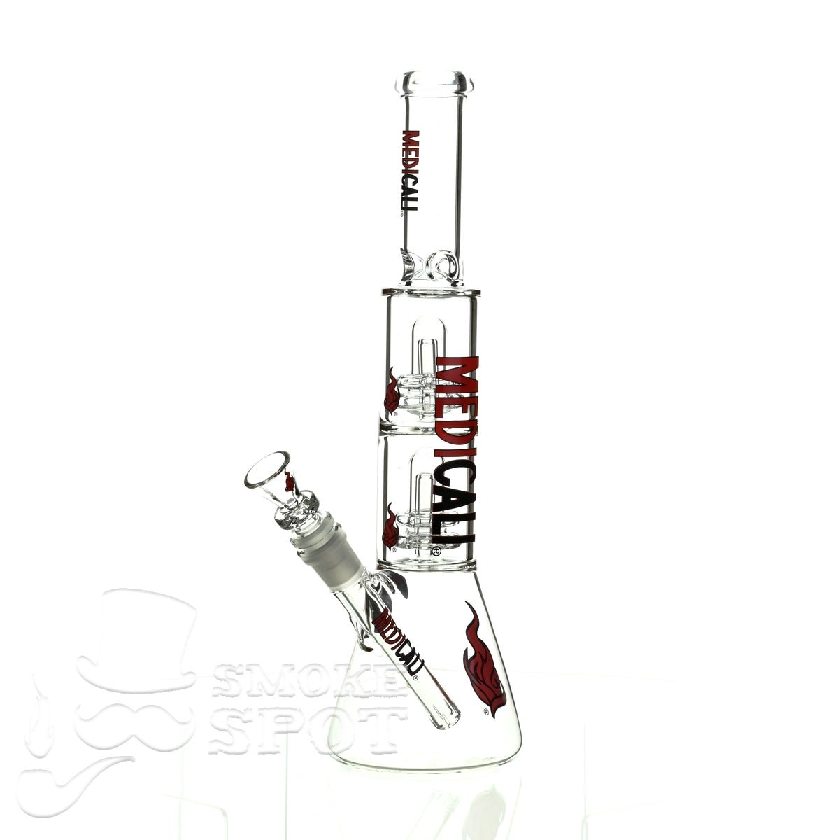 Medicali glass 13 inch double showerhead beaker - Smoke Spot Smoke Shop
