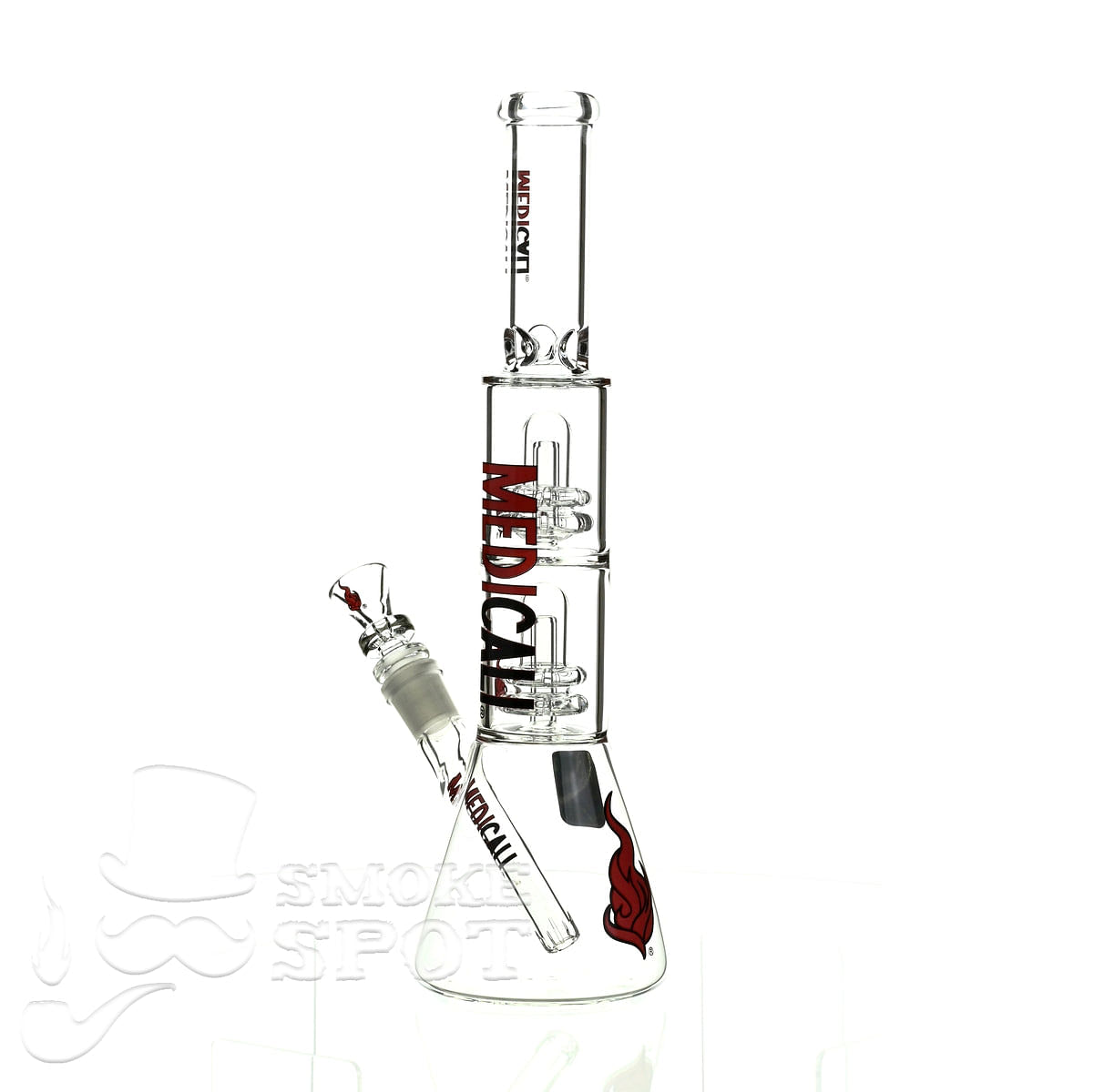 Medicali glass 13 inch double showerhead beaker - Smoke Spot Smoke Shop