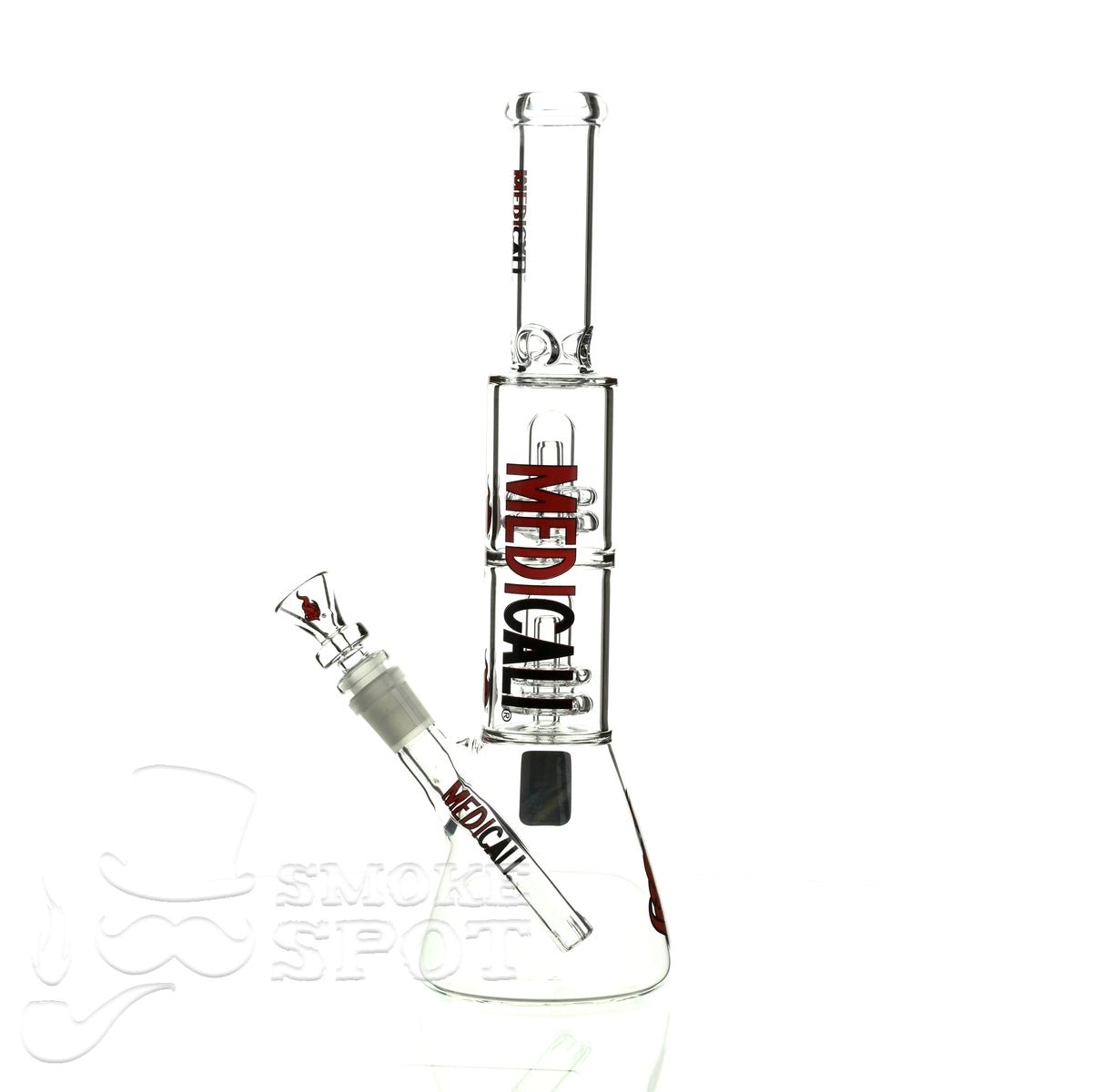 Medicali glass 13 inch double showerhead beaker - Smoke Spot Smoke Shop