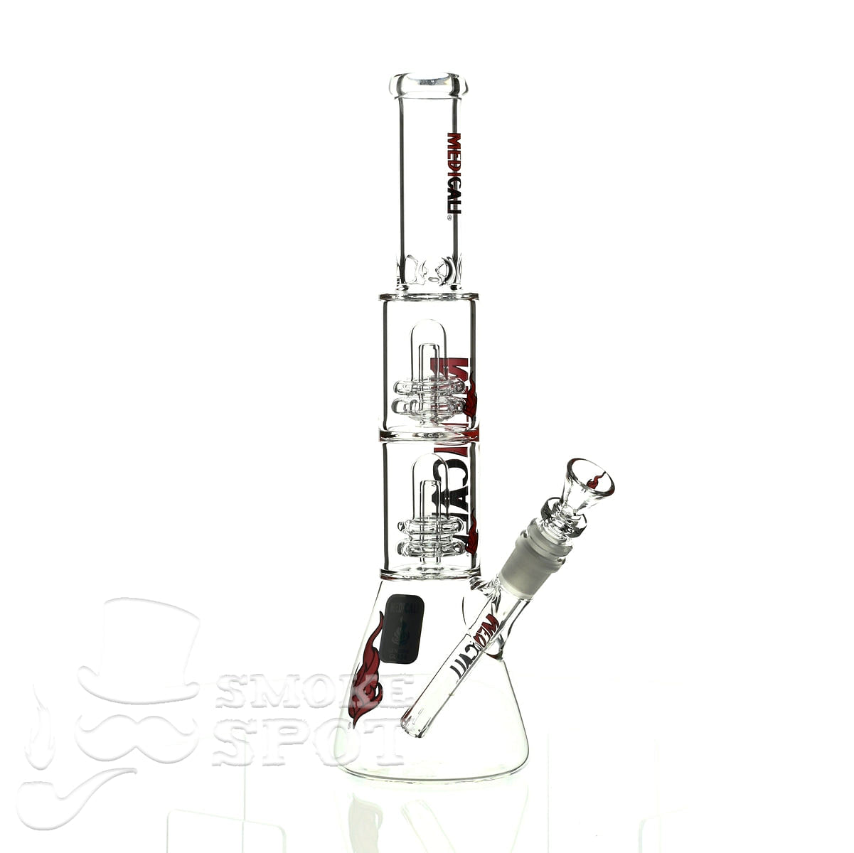 Medicali glass 13 inch double showerhead beaker - Smoke Spot Smoke Shop