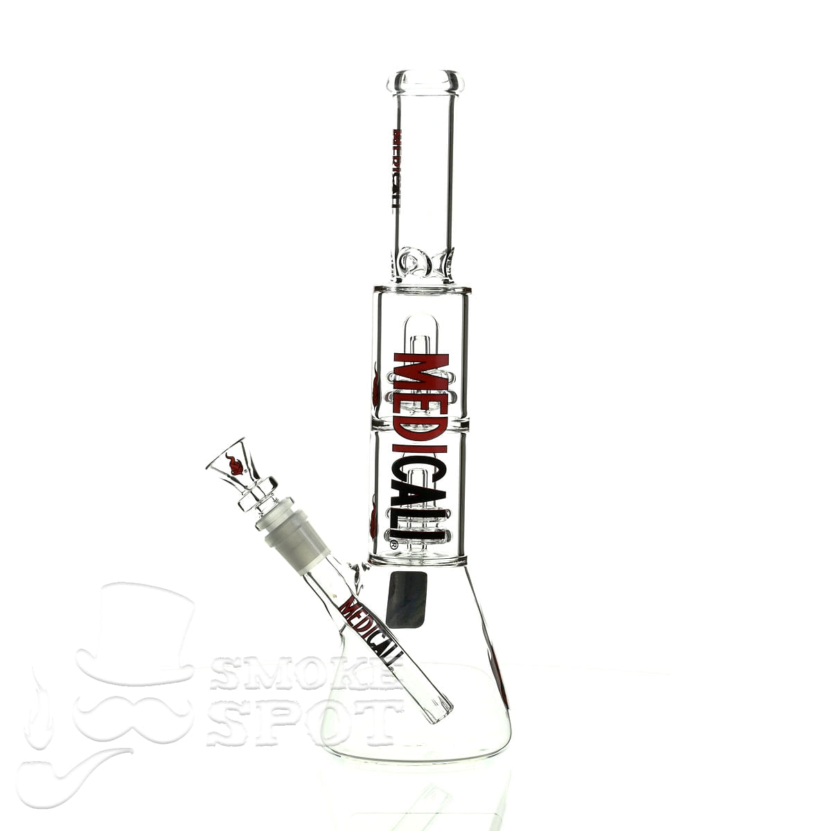 Medicali glass 13 inch double showerhead beaker - Smoke Spot Smoke Shop