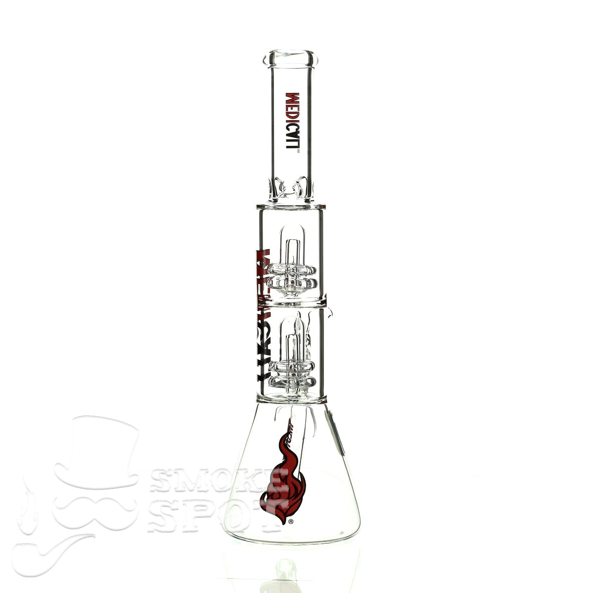 Medicali glass 13 inch double showerhead beaker - Smoke Spot Smoke Shop