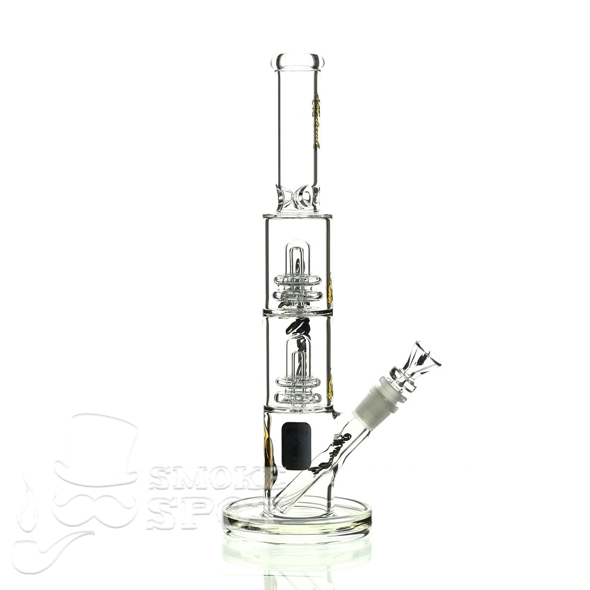 Medicali glass 13 inch double stack showerhead straight - Smoke Spot Smoke Shop