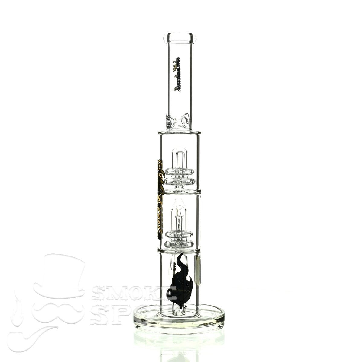 Medicali glass 13 inch double stack showerhead straight - Smoke Spot Smoke Shop