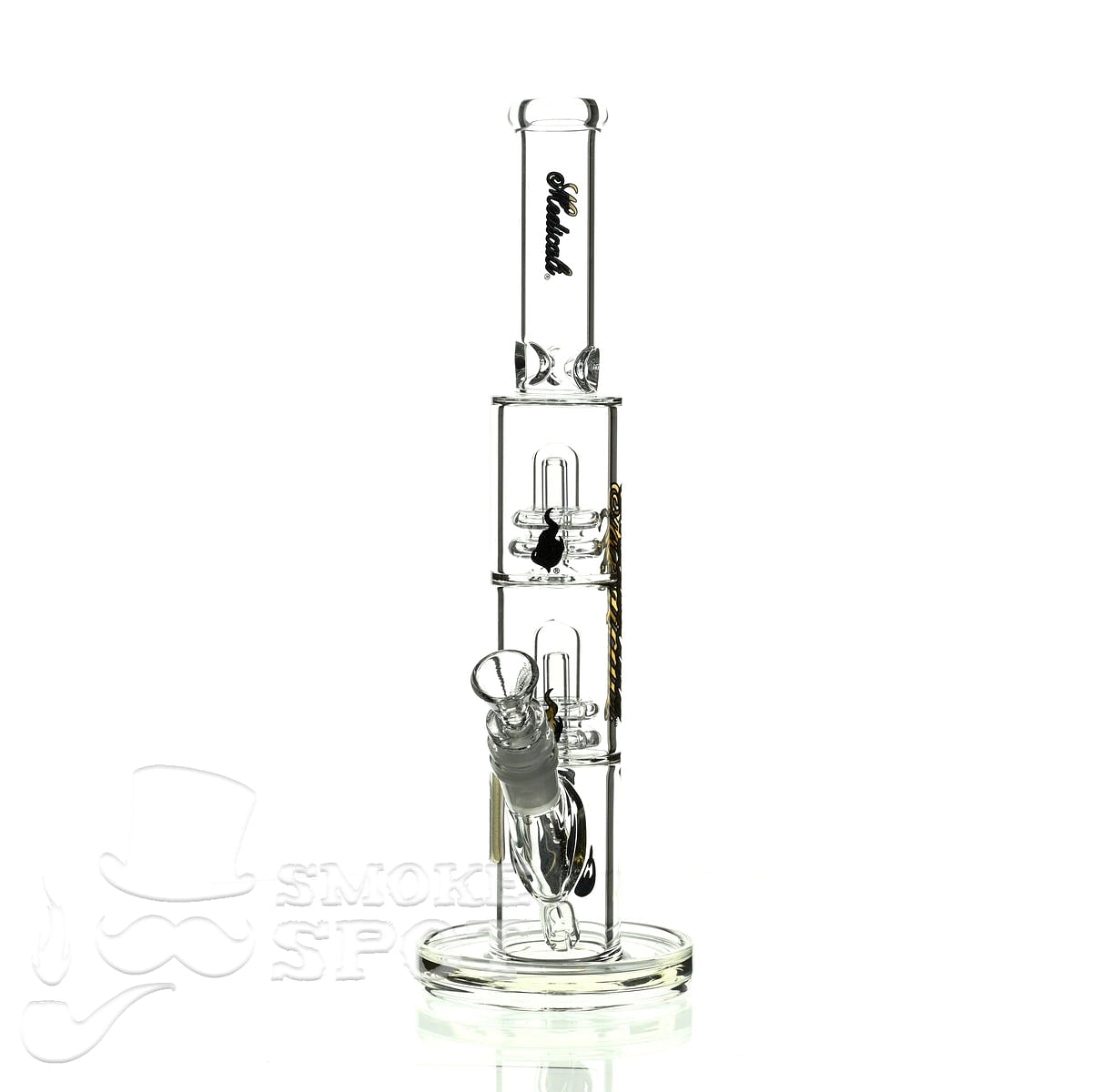 Medicali glass 13 inch double stack showerhead straight - Smoke Spot Smoke Shop