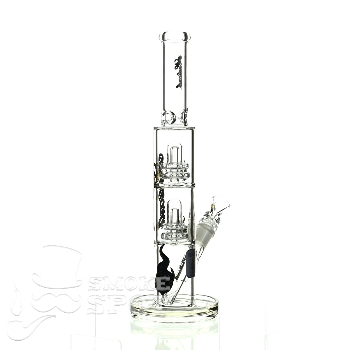 Medicali glass 13 inch double stack showerhead straight - Smoke Spot Smoke Shop