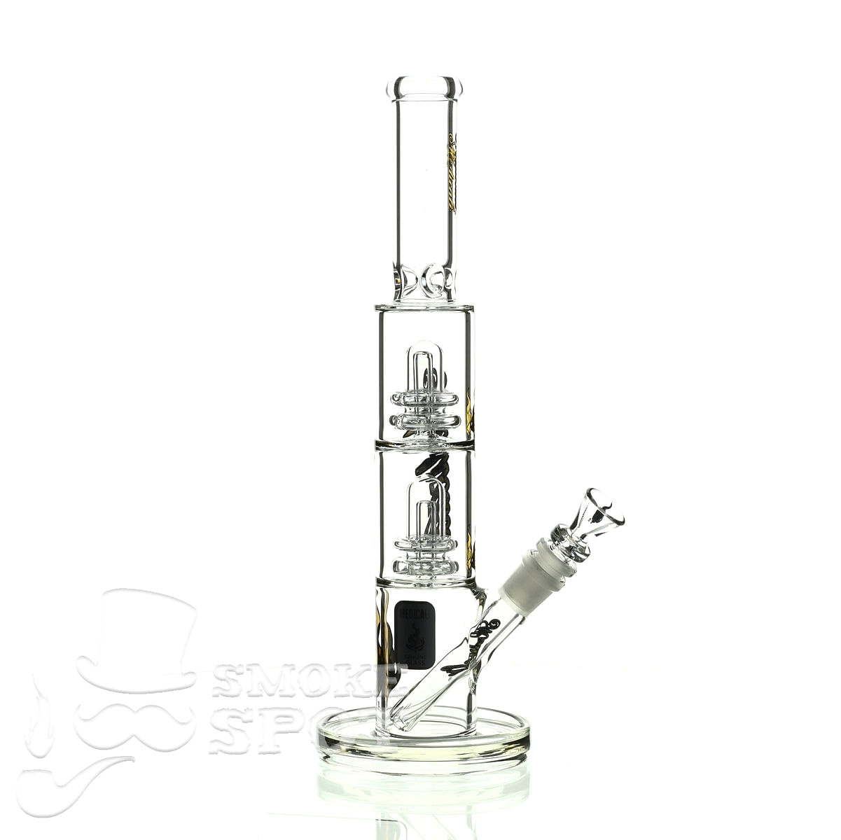 Medicali glass 13 inch double stack showerhead straight - Smoke Spot Smoke Shop