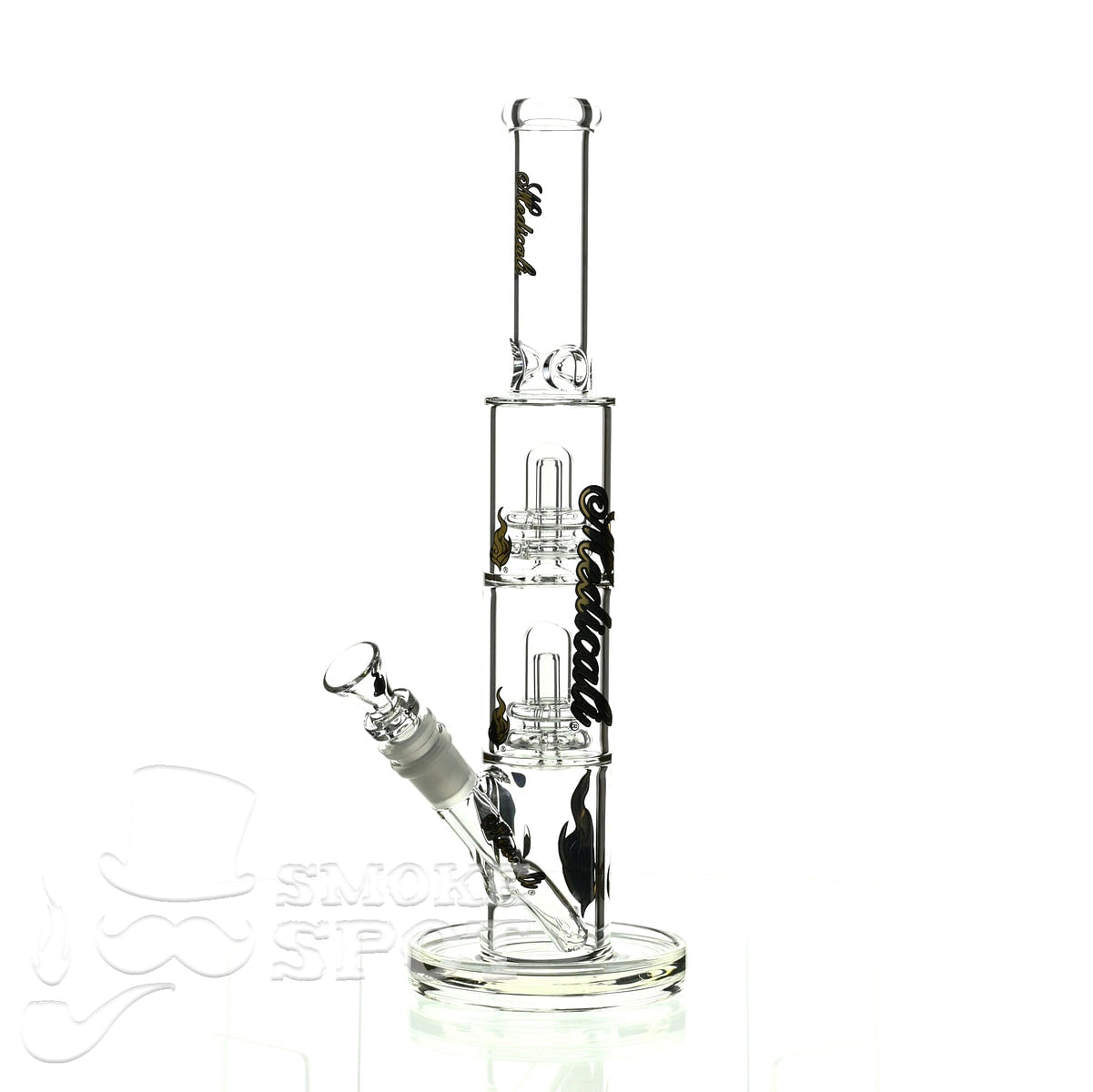 Medicali glass 13 inch double stack showerhead straight - Smoke Spot Smoke Shop