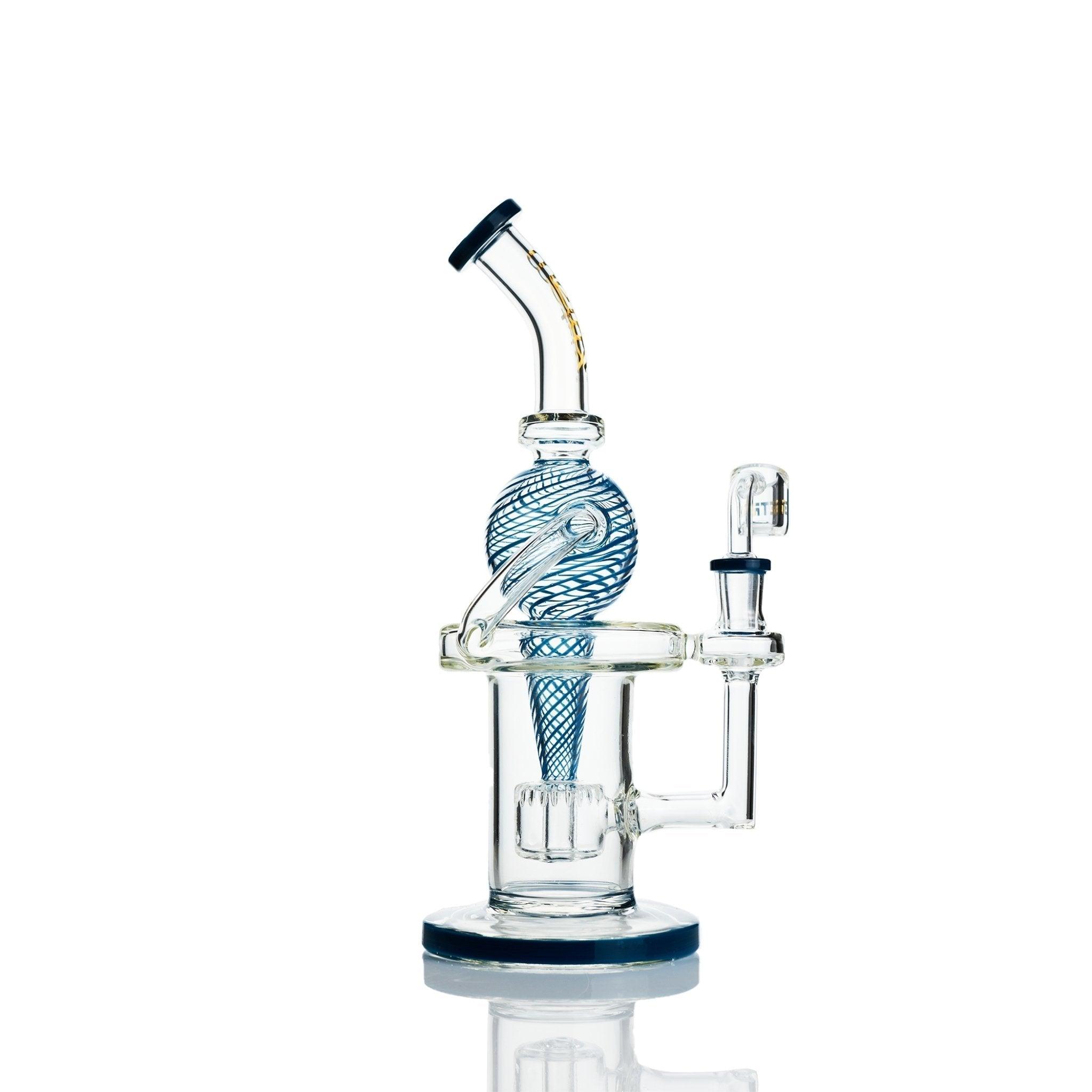Metrix Glass Blue swirl rig recycler - flat disc recycler design for smooth hits