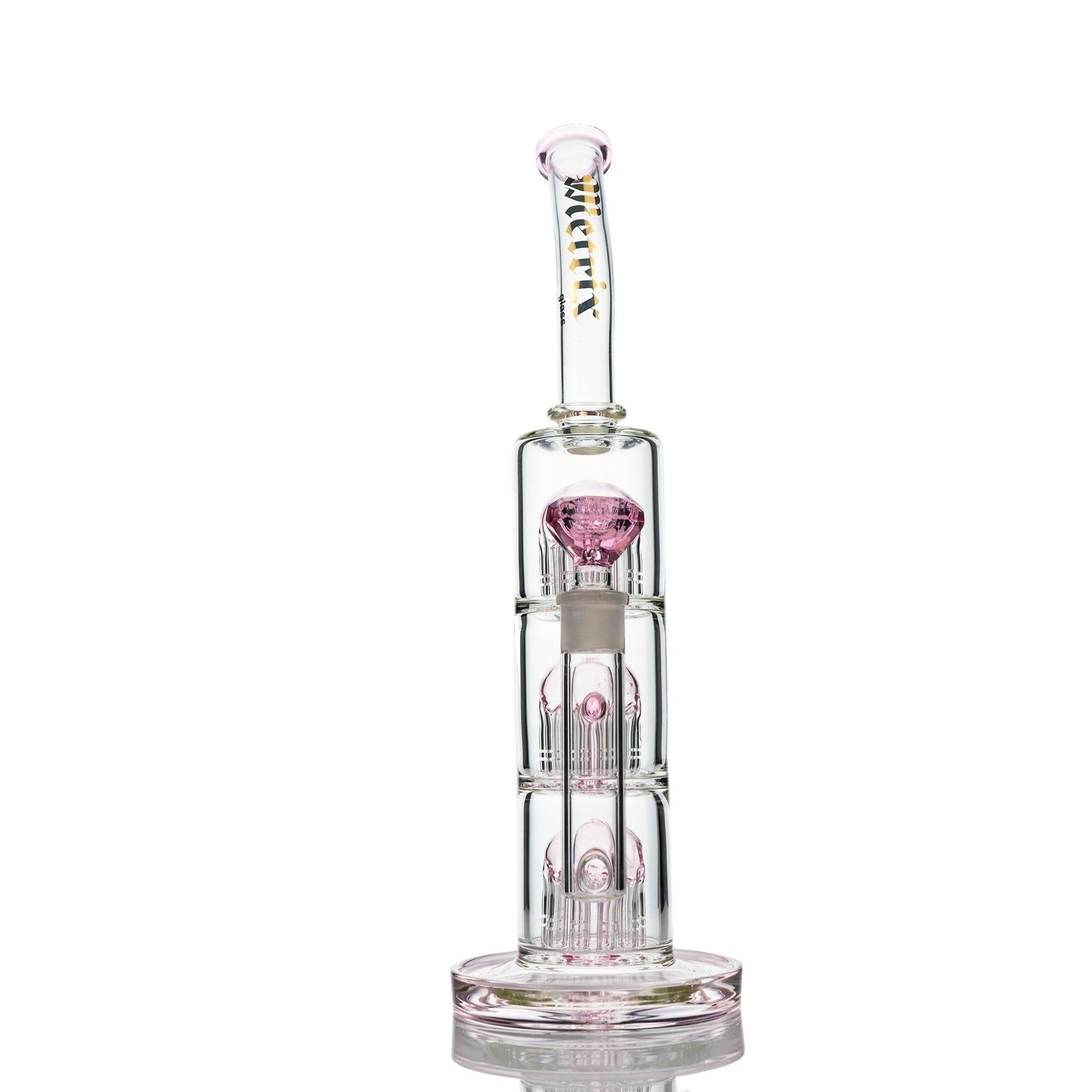 Metrix Glass Pink Waterpipe base showing 10 arm legs diffusion system